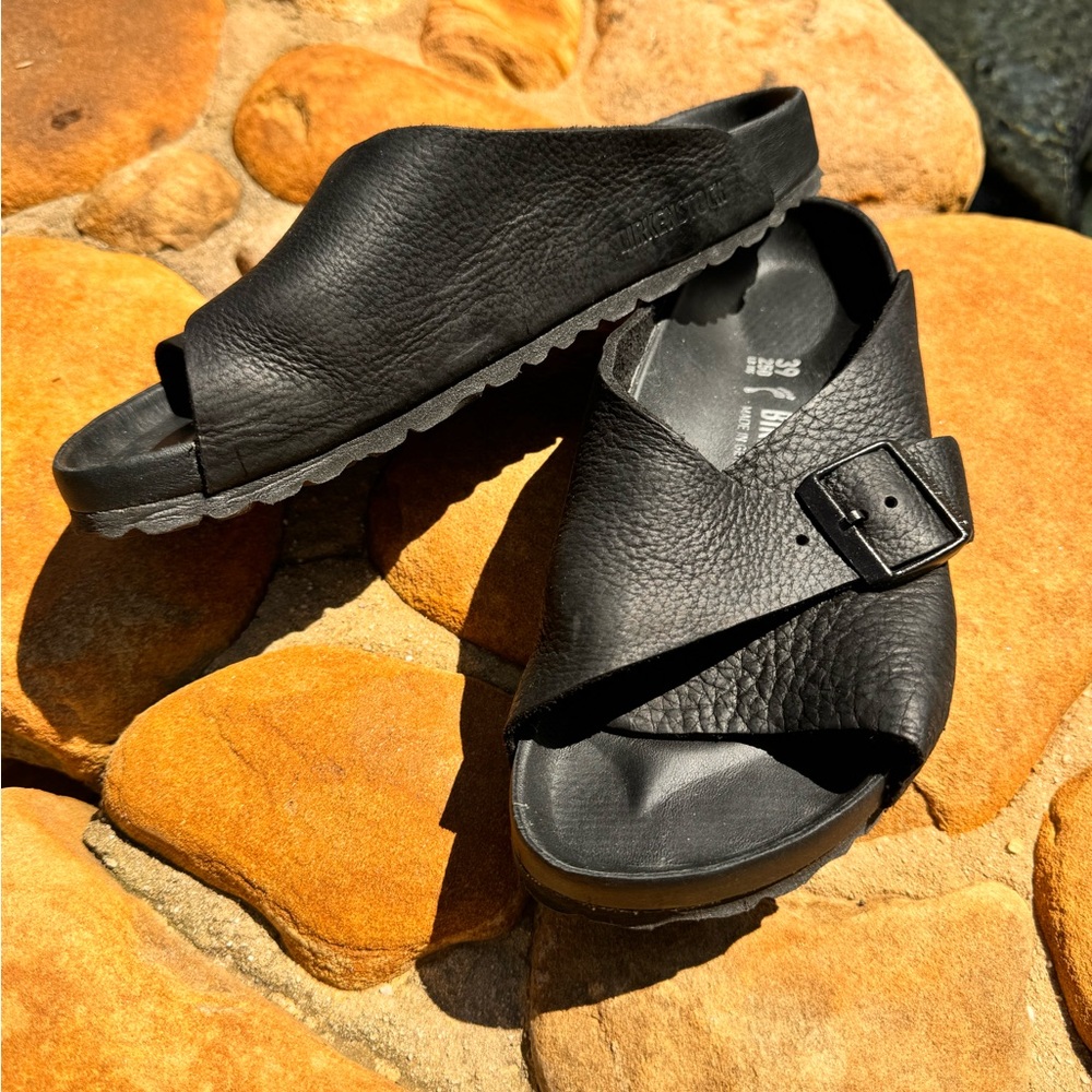 Birkenstock Black Leather Clogs Sandals